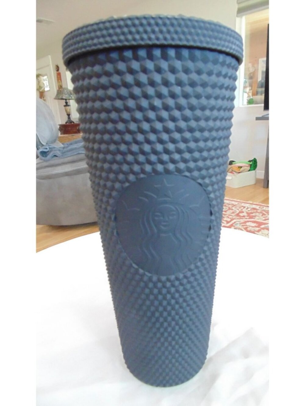 Starbucks Cold Cup Tumbler 24oz Black Studded Plastic NO STRAW